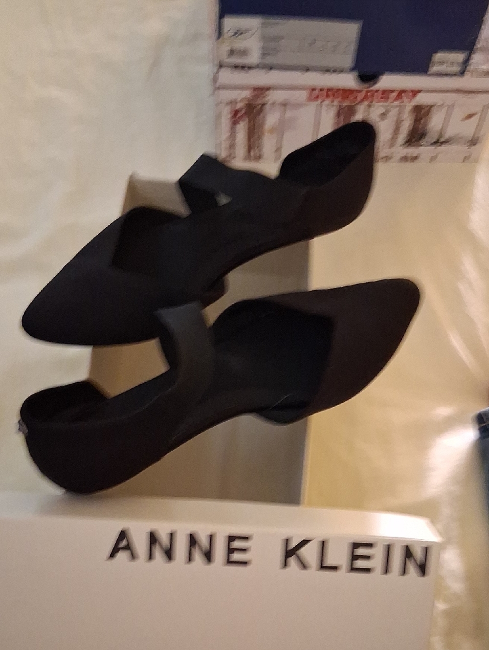 Anne Klein Black Pointed Toe D'Orsay Flats